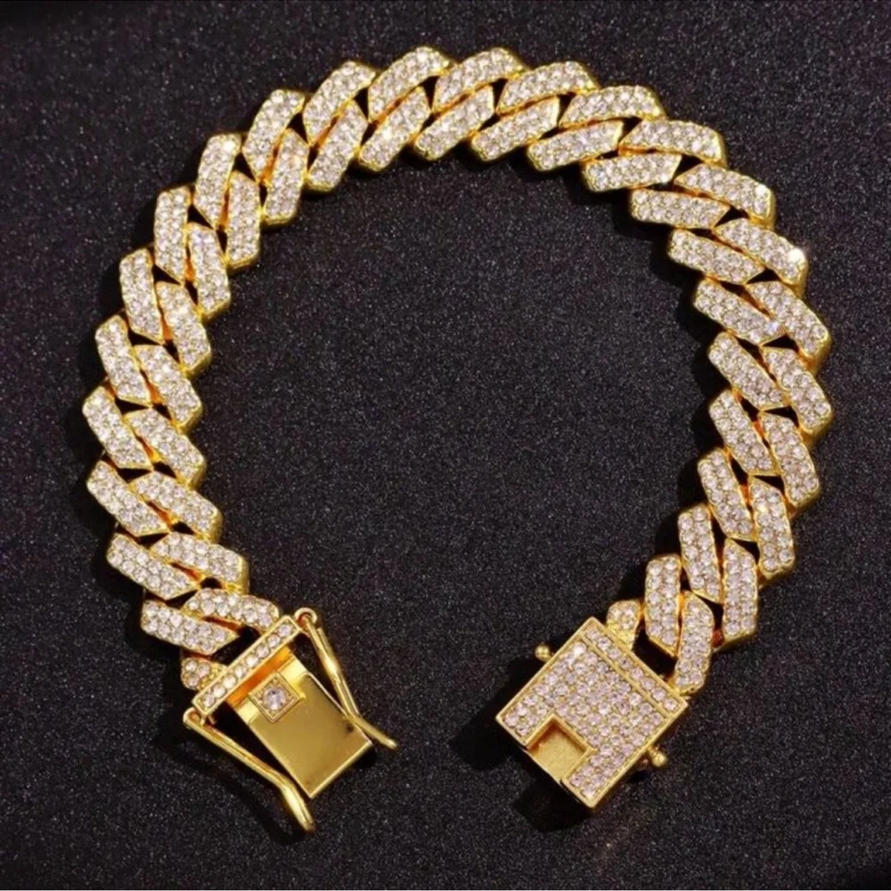 1pc Gold Metallic Bracelet With Rhinestone - Picture 4 of 5